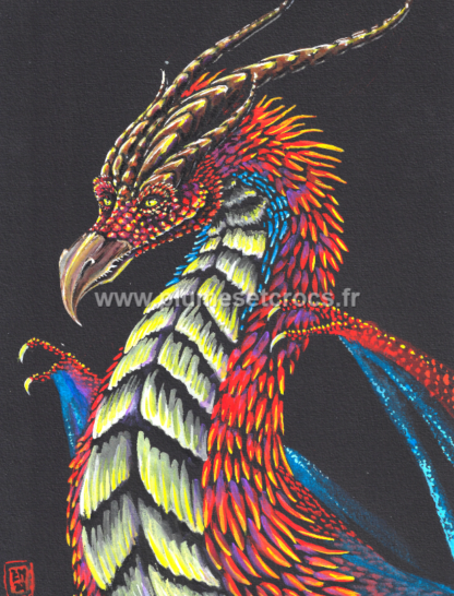 Gouache originale "Dragon rouge" 21x29,7cm (A4)