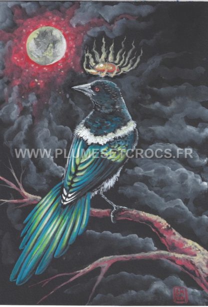 Gouache originale "La Lune rousse" 21x29,7cm (A4)