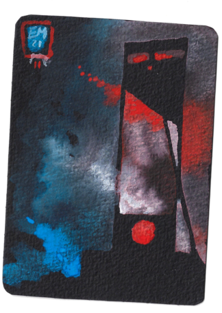Gouache originale "Cartober horreur 11" 8,9 x 6,4 cm (carte à collectionner)